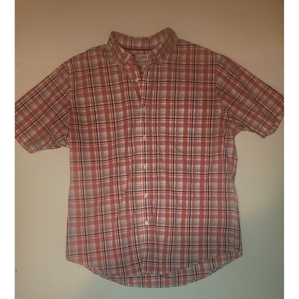 Croft & Barrow Mens Button Shirt Short Sleeve Size Large Easy Care‎